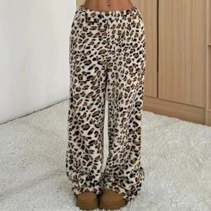 Leopard Print Fleece Lounge Pants